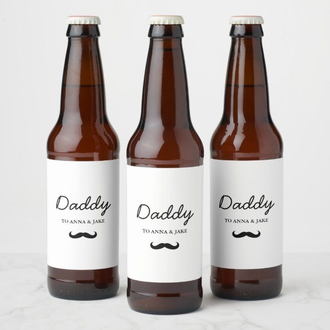 Daddy | Modern Father's Day Moustache Beer Label (Bottles)