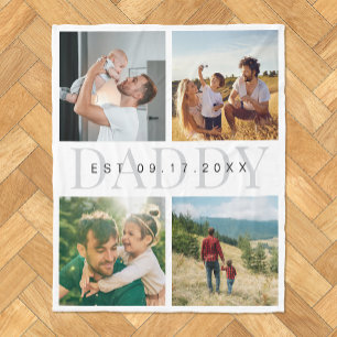 Daddy Modern Fathers Day Photo Collage  Fleece Blanket
