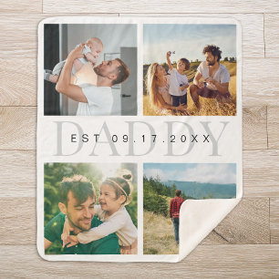 Daddy Modern Fathers Day Photo Collage  Sherpa Blanket