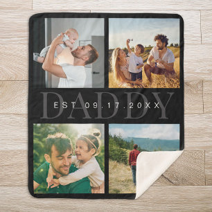 Daddy Modern Fathers Day Photo Collage Sherpa Blanket