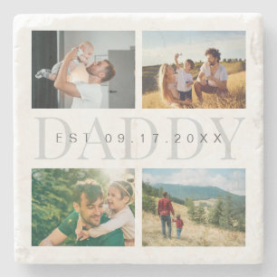 Daddy Modern Fathers Day Photo Collage  Stone Coaster