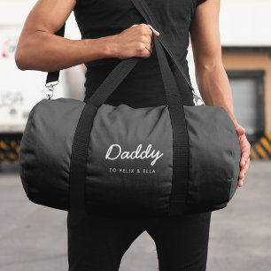Daddy   Modern Kids Names Black Duffle Bag