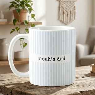Daddy Mommy   Beige Stripes Dad Baby Reveal Custom Coffee Mug