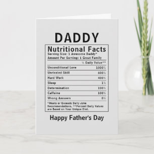 Daddy Nutritional Facts fathers day gifts Card
