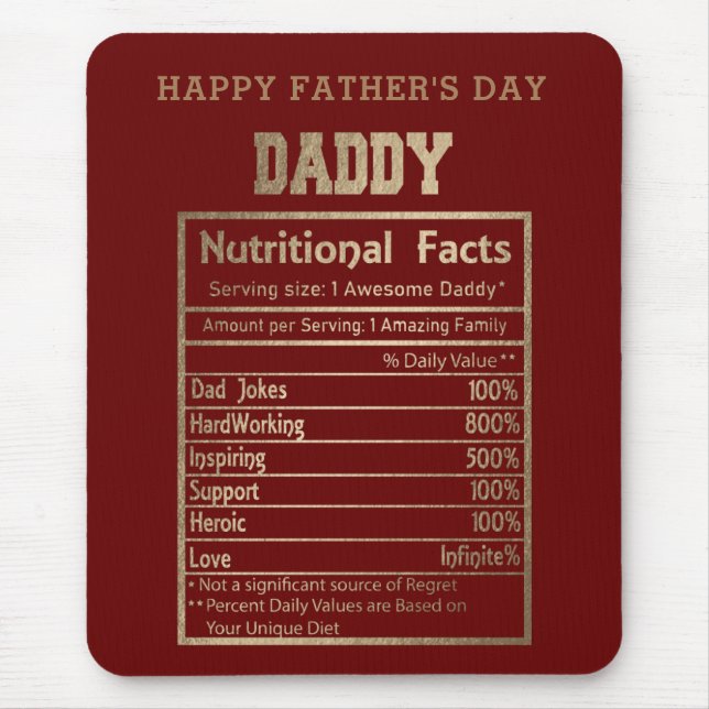 daddy nutritional facts father's day mouse pad (Front)