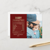 Daddy Nutritional Facts Father's Day Postcard
