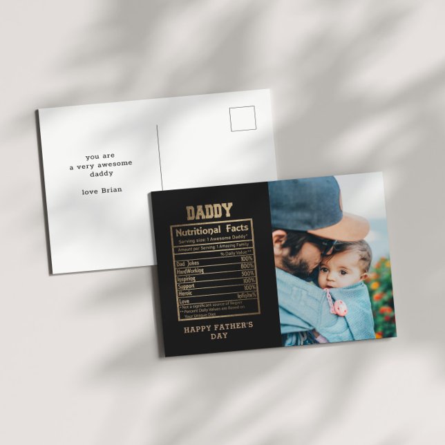 Daddy Nutritional Facts Father's Day Postcard (Creator Uploaded)