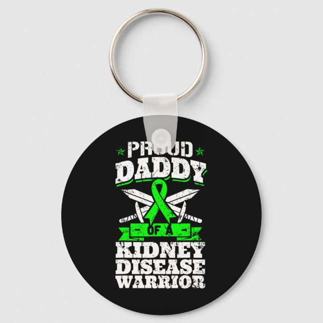Daddy Of A Kidney Disease Warrior Ckd Awareness Da Keychain (Front)