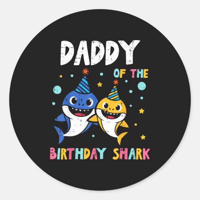 Daddy Of Bday Party Family Matching Dad Men  Classic Round Sticker (Front)