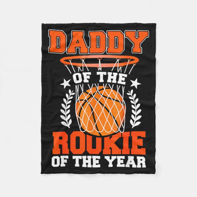 Daddy Of Rookie 1st Basketball Bday Theme Matching Fleece Blanket (Front)