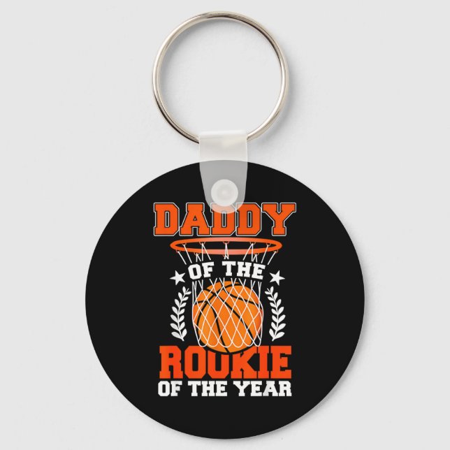 Daddy Of Rookie 1st Basketball Bday Theme Matching Keychain (Front)
