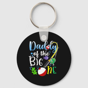 Daddy Of The Big One Fishing Boy First Birthday Of Keychain
