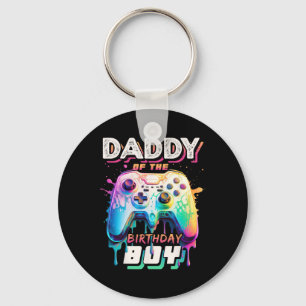 Daddy Of The Birthday Boy Matching Video Game Birt Keychain