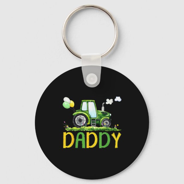 Daddy Of The Birthday Boy Tractor Farm Truck Match Keychain (Front)