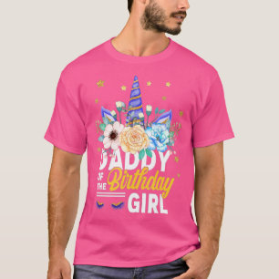 Daddy Of The Birthday Girl Father Gifts Unicorn Bi T-Shirt