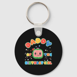 Daddy of The Birthday Girl Funny Melon Family Keychain