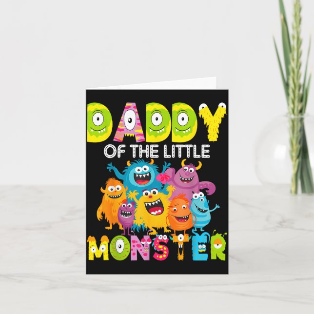 Daddy Of The Little Monster 1st Birthday Boy Party Card (Front)