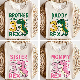 Daddy of the Three-Rex Matching Dinosaur Birthday T-Shirt