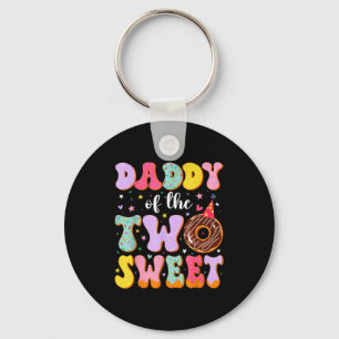 Daddy Of The Two Sweet 2nd Birthday Donut Bday Par Keychain
