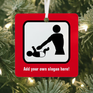 Daddy on Diaper Duty - the nappy change customised Metal Ornament
