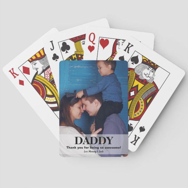 Daddy personalized family photo father's day playing cards (Back)
