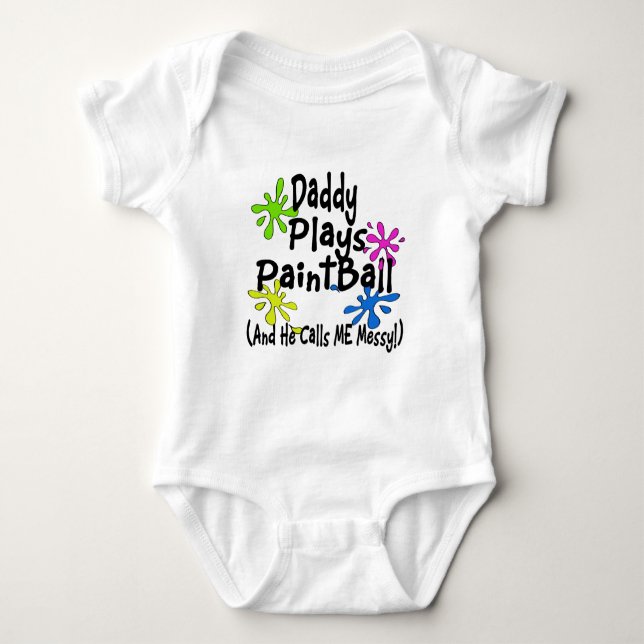 Daddy Plays Paintball Baby Bodysuit (Front)