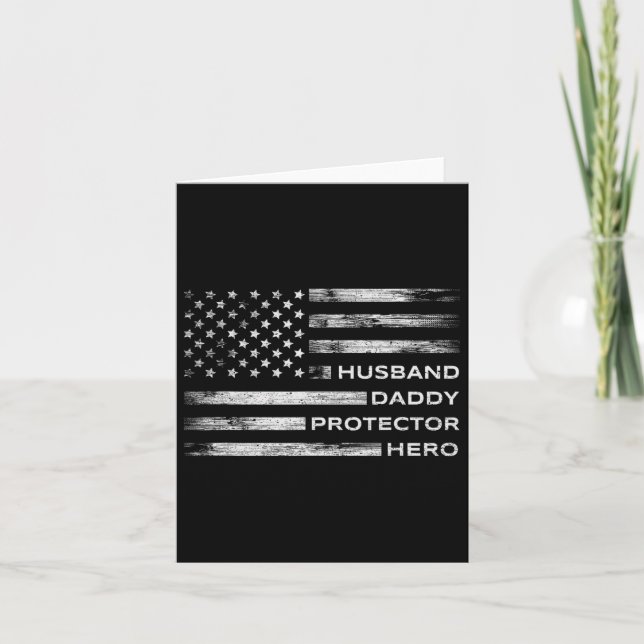 Daddy Protector Hero Fathers Day American Flag 1  Card (Front)