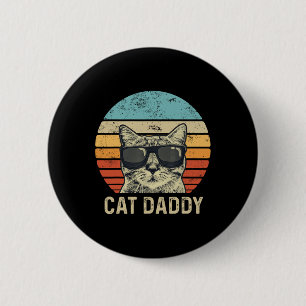 Daddy Retro Cat Sungles Cool Cat Dad Gift Fathers  2 Inch Round Button