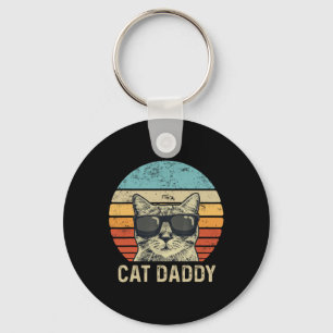 Daddy Retro Cat Sungles Cool Cat Dad Gift Fathers Keychain