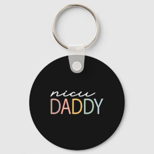 Daddy Retro Colourful Nicu Dad Boho Tiny Warrior  Keychain