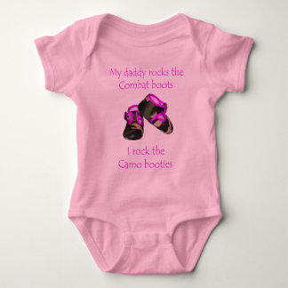 Daddy rocks combat boots baby  rocks camo booties bodysuit