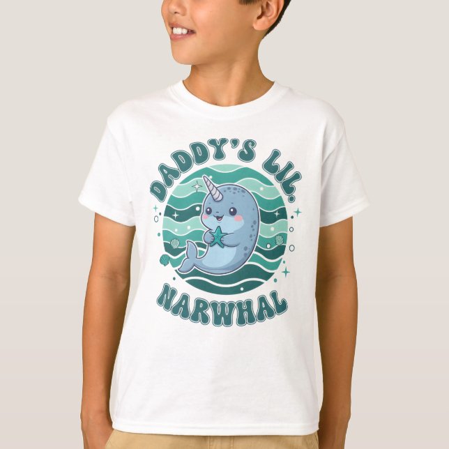 Daddy’s Lil Narwhal Cute Ocean Anima T-Shirt (Front)