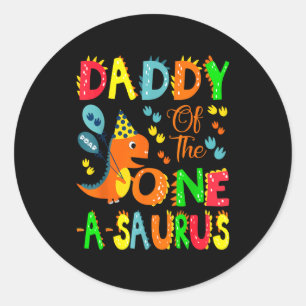 Daddy Saurus 1st Birthday Dinosaur Classic Round Sticker
