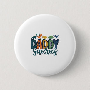 Daddy Saurus Cute Dinosaur Dad Vector Design_1 2 Inch Round Button