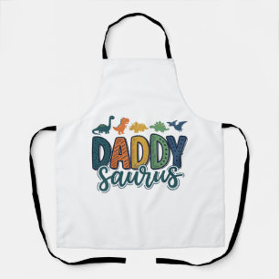 Daddy Saurus Cute Dinosaur Dad Vector Design_1 Apron