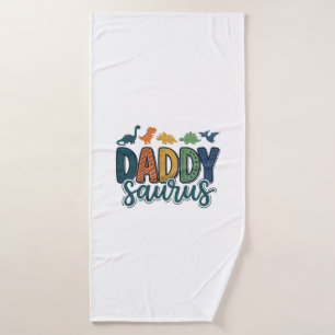 Daddy Saurus Cute Dinosaur Dad Vector Design_1 Bath Towel