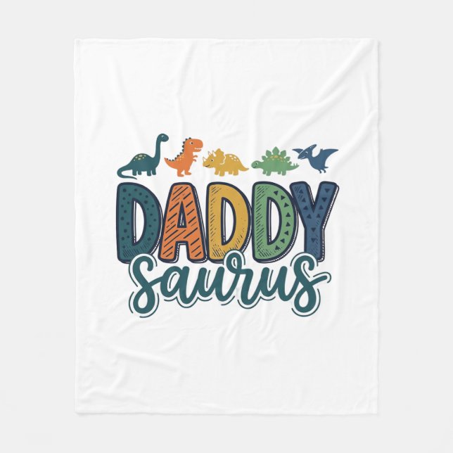 Daddy Saurus Cute Dinosaur Dad Vector Design_1 Fleece Blanket (Front)