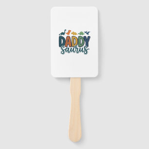Daddy Saurus Cute Dinosaur Dad Vector Design_1 Hand Fan