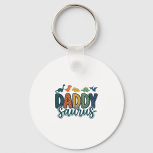 Daddy Saurus Cute Dinosaur Dad Vector Design_1 Keychain
