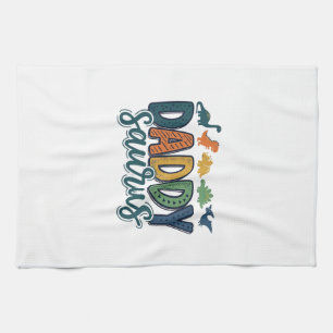 Daddy Saurus Cute Dinosaur Dad Vector Design_1 Kitchen Towel