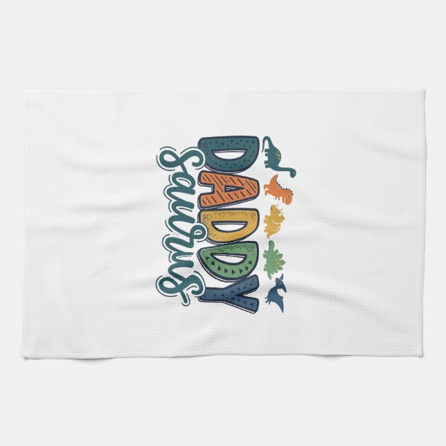 Daddy Saurus Cute Dinosaur Dad Vector Design_1 Kitchen Towel (Horizontal)