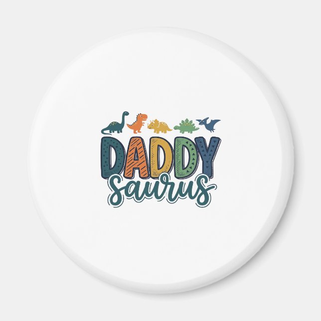 Daddy Saurus Cute Dinosaur Dad Vector Design_1 Magnet (Front)