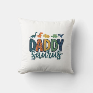 Daddy Saurus Cute Dinosaur Dad Vector Design_1 Throw Pillow