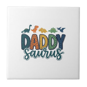 Daddy Saurus Cute Dinosaur Dad Vector Design_1 Tile
