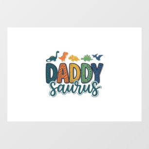 Daddy Saurus Cute Dinosaur Dad Vector Design_1 Window Cling