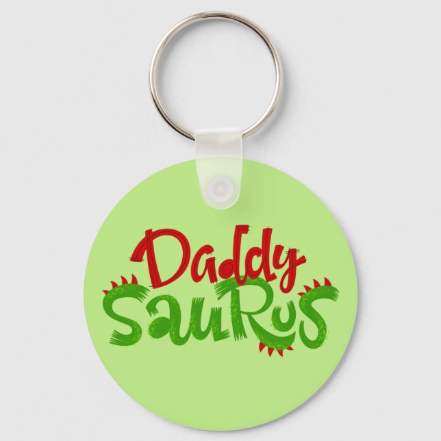 Daddy Saurus Dinosaur Lettering Keychain (Front)