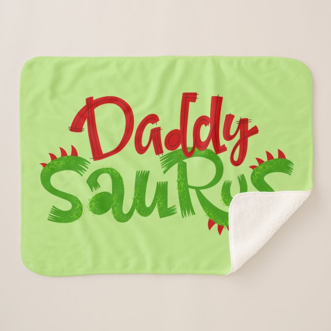Daddy Saurus Dinosaur Lettering Sherpa Blanket (Front (Horizontal))