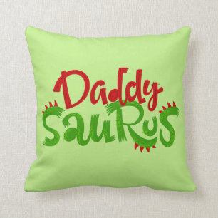 Daddy Saurus Dinosaur Lettering Throw Pillow