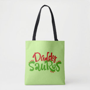 Daddy Saurus Dinosaur Lettering Tote Bag