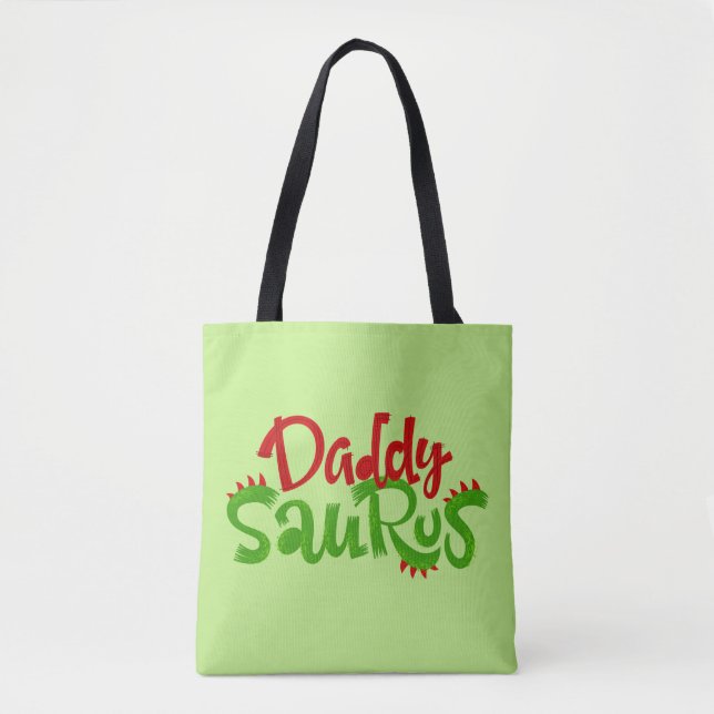 Daddy Saurus Dinosaur Lettering Tote Bag (Front)
